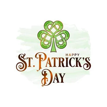 Patrick day clover. Patrick gold shamrock on white Stock Illustration