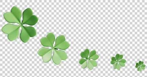 Patrick day. Four leaf clover on a transparent background. 3d rendering Illustrazione stock