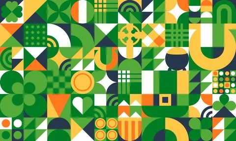 Patrick day geometric background, festive pattern Stock Illustration
