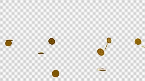 Patrick day. Gold coins with clover bounce, fly up on a transparent background. Stock Footage 230223433
