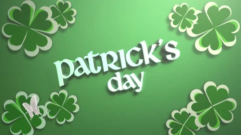 Patrick Day with green spring flowers with butterfly on table 動画素材 232411381