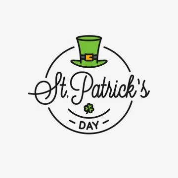 Patrick day logo. Round linear logo of Patrick hat Stock Illustration