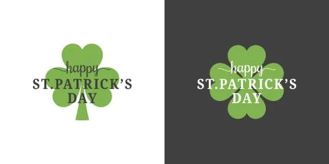 Patrick day logo set on black and white background Stock Illustration