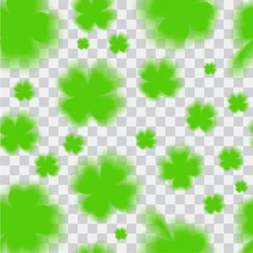 Patrick day seamless pattern. Blurry 4 clover leaf banner. Stock Illustration