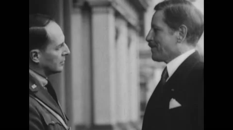 Patrick J. Hurley and Douglas MacArthur having a discussion Stock Footage 43330803