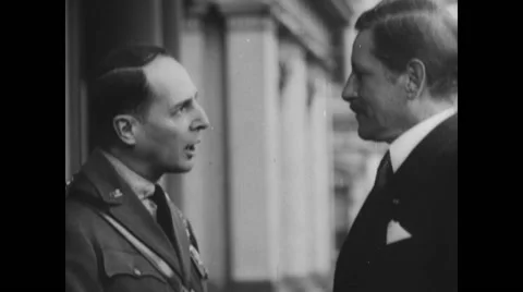 Patrick J. Hurley and Douglas MacArthur having a discussion Stock Footage