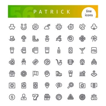 Patrick Line Icons Set Stock Illustration