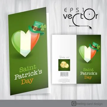 Patrick s Day. Irish Flag In The Shape Of A Heart Greeting Card Design, Te... Stock Photos