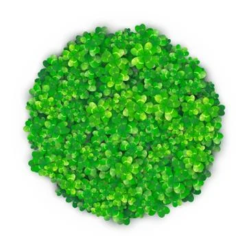 Patricks Day background in round circle shape with four green clover heap Stock Illustration