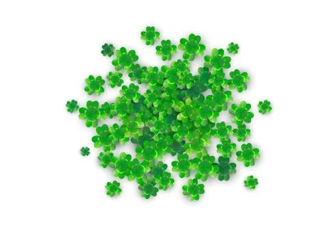 Patricks Day background in round circle shape with four green clovers Stock Illustration