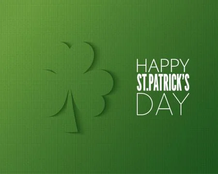 Patricks day cut paper logo on green background Stock Illustration