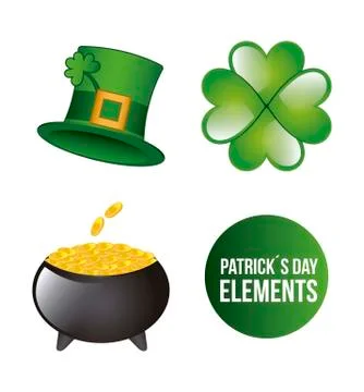 Patricks day elements isolated over white background. vector Ilustração Stock