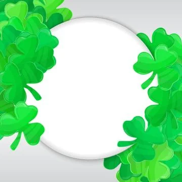 Patricks day green clover frame cartoon white 4 Stock-Illustration