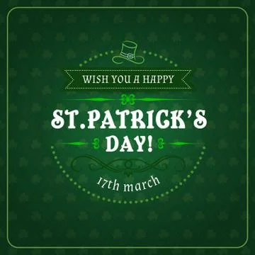 Patricks day greetings in frame, Irish holiday Stock Illustration