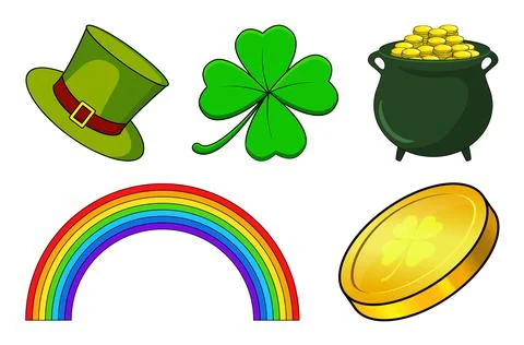Patricks day icon set. Vector holiday collection for irish celebration. Carto Stock Illustration