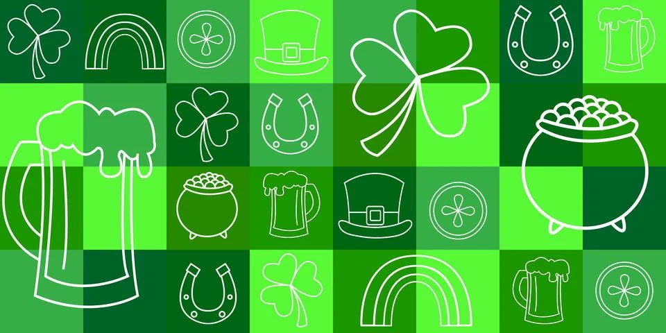 Patrick's day pattern tile squares Stock Illustration