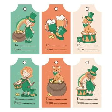 PATRICK'S LABELS Saint Patrick's Day Vector Illustration Set Illustrazione stock