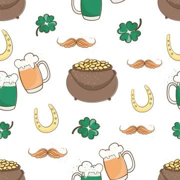 PATRICK'S LUCK Saint Patrick's Day Seamless Pattern Vector Illustrazione stock