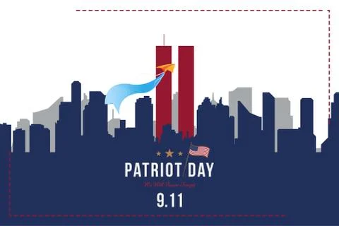 Patriot Day september 11. 2001 We will never forget. Font inscription with US Stock Illustration