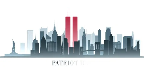 Patriot Day We Will Never Forget New York City Skyline Parallax Animation Stock-Footage 316480757