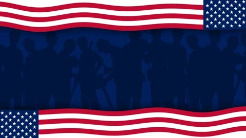 Patriotic American Flag Border Background with Worker Silhouettes for Labor.. Stock Footage 341677907