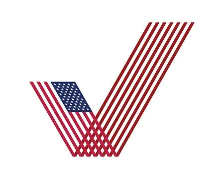 Patriotic American flag checkmark vector icon symbolizing voting, elections,  스톡 일러스트