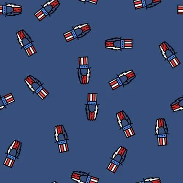 Patriotic beard hat combo vector seamless pattern Stock Illustration