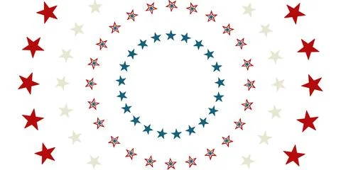 Patriotic circular star pattern with red and blue design イラスト素材