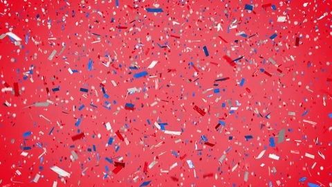Patriotic confetti on red background Stock Footage 85148432