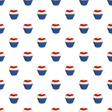 Patriotic cupcakes forming seamless pattern for celebration Stock Illustration