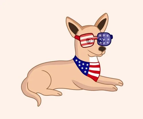 Patriotic Dog lying down vector isolated Stock Illustration