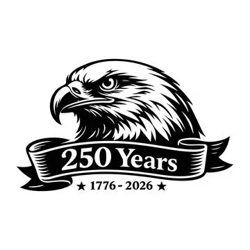 Patriotic Eagle Head Illustration Commemorating 250 Years of History (1776-.. Stock Illustration
