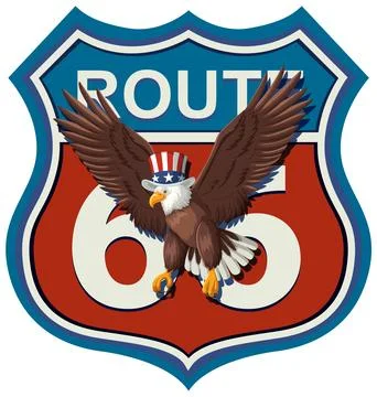 Patriotic Eagle on Route 66 Shield Stock Illustration