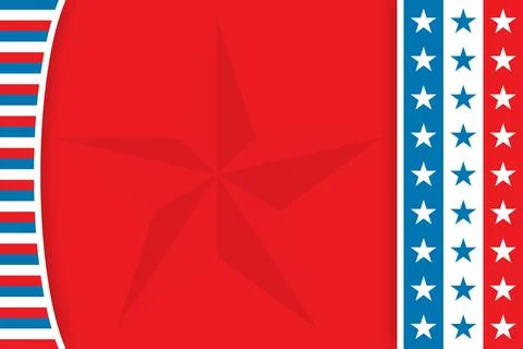 Patriotic flat design showing red panel with star silhouette featuring striped Stock Illustration