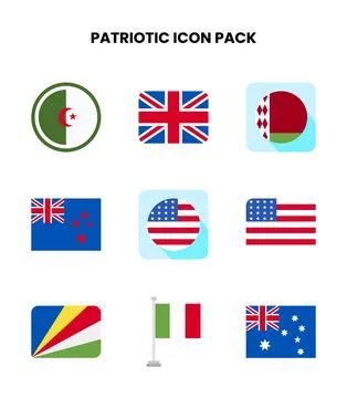 Patriotic Flat Graphics Icons Pack Stock Illustration
