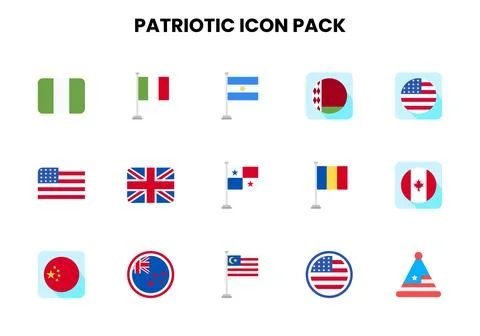 Patriotic Flat Icons Pack Stock Illustration
