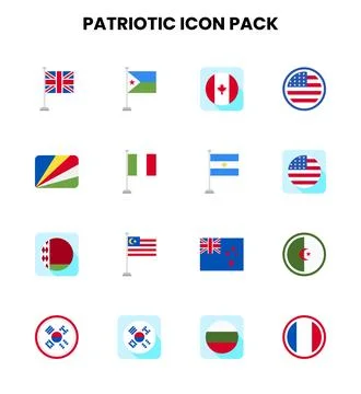 Patriotic Flat UI Icons Pack Stock Illustration