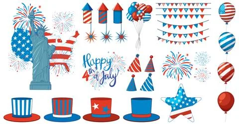 Patriotic Fourth of July Celebration Elements Illustrazione stock