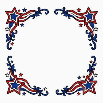 Patriotic Independence Day corner frame illustration with red, white and bl.. Illustration