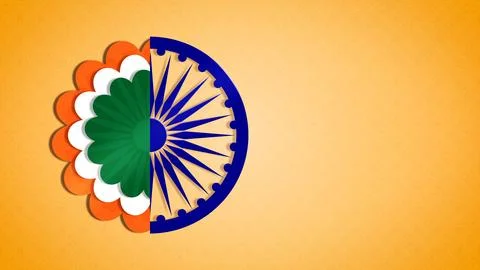 Patriotic India Theme Half Rosette Badge on Yellow Background Illustration