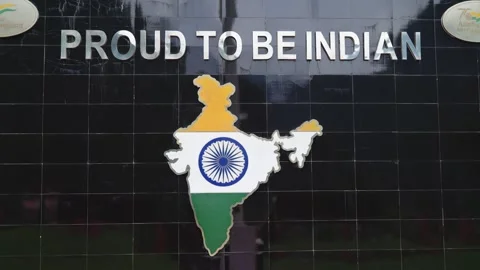 Patriotic message encrypted on a display board or wall at India Pakistan border  Stock Footage 286795959