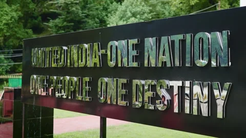A patriotic message encrypted on a display board at the India Pakistan Border Stock Footage 287477499