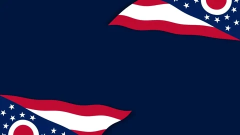 Patriotic Ohio State Flag Waving on Dark Blue Background Frame Loop. Stock Footage 343501559