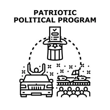 Patriotic political program including election and military parade Stock Illustration