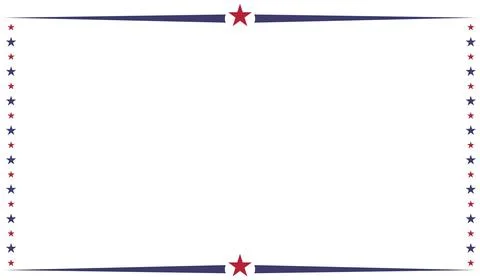 Patriotic Red and Blue Star Border Frame with White Copy Space Stock Illustration