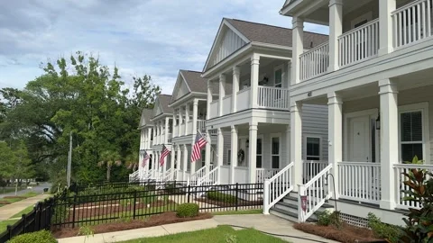 Patriotic Row Homes Stock Footage 285357070