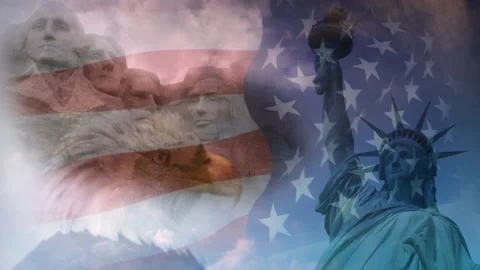 Patriotic Rushmore Liberty Eagle Background 4K Loop Stock Footage 168332244
