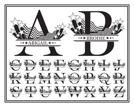 Patriotic split monogram letters Stock Illustration