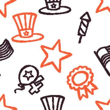 Patriotic Symbols Pixel Seamless Pattern. Vector seamless dithering pixel s.. Stock Illustration