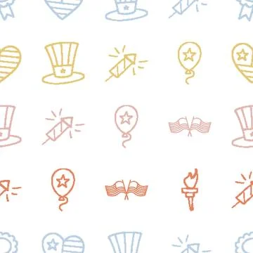 Patriotic Symbols Seamless Pattern. Vector seamless dithering pixel style p.. Stock Illustration